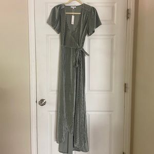 Sage Velvet Wrap Maxi Dress